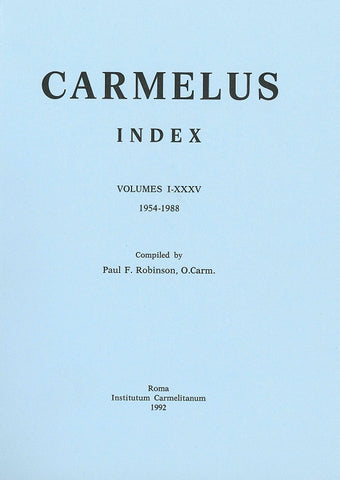 Carmelus - Index Volumes I - XXXV  (1954-1988)